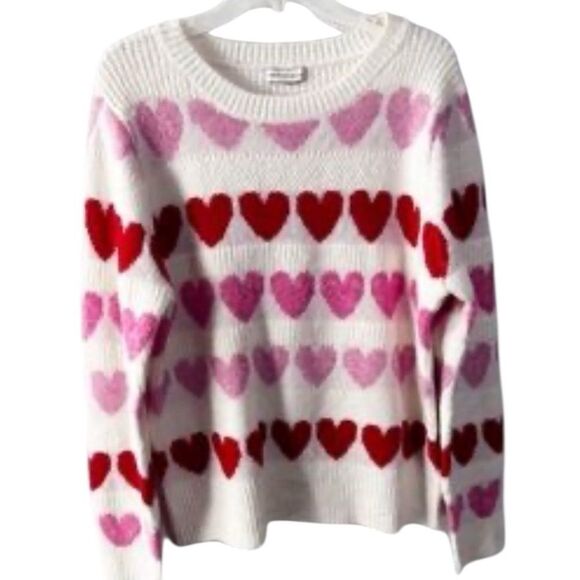 Cupcakes and cashmere, pink and red heart sweater size medium - Picture 2 of 8